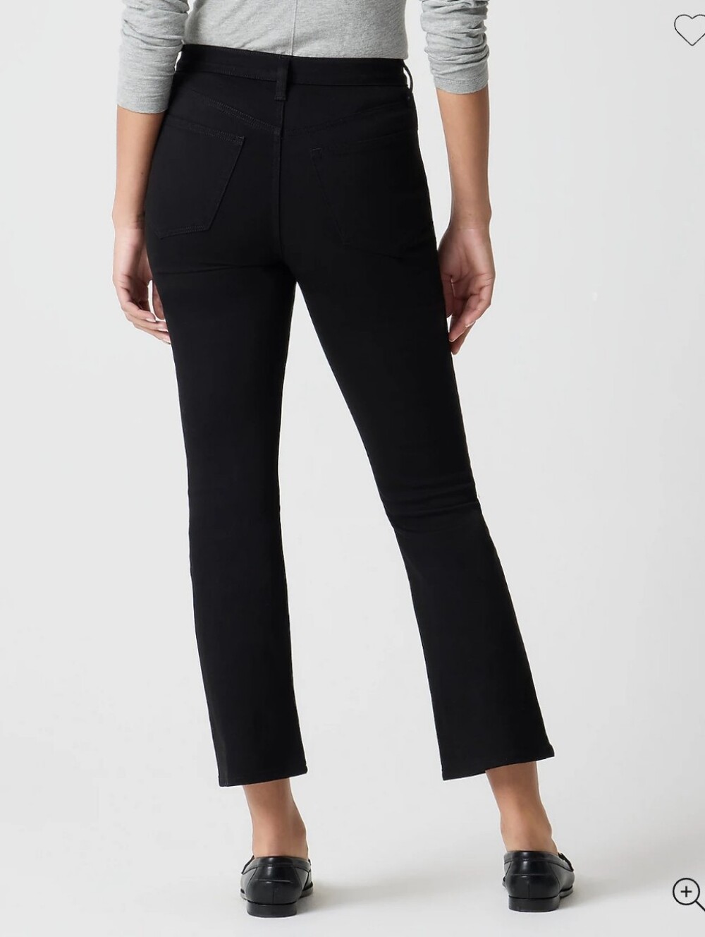 J Crew size 30P mid-rise flare crop black denim jeans, New